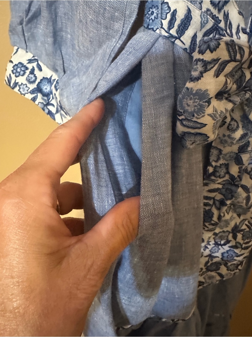 Boden Alba Linen Maxi Dress Light Blue Tiered Long Dress with Floral Trim - Picture 8 of 8